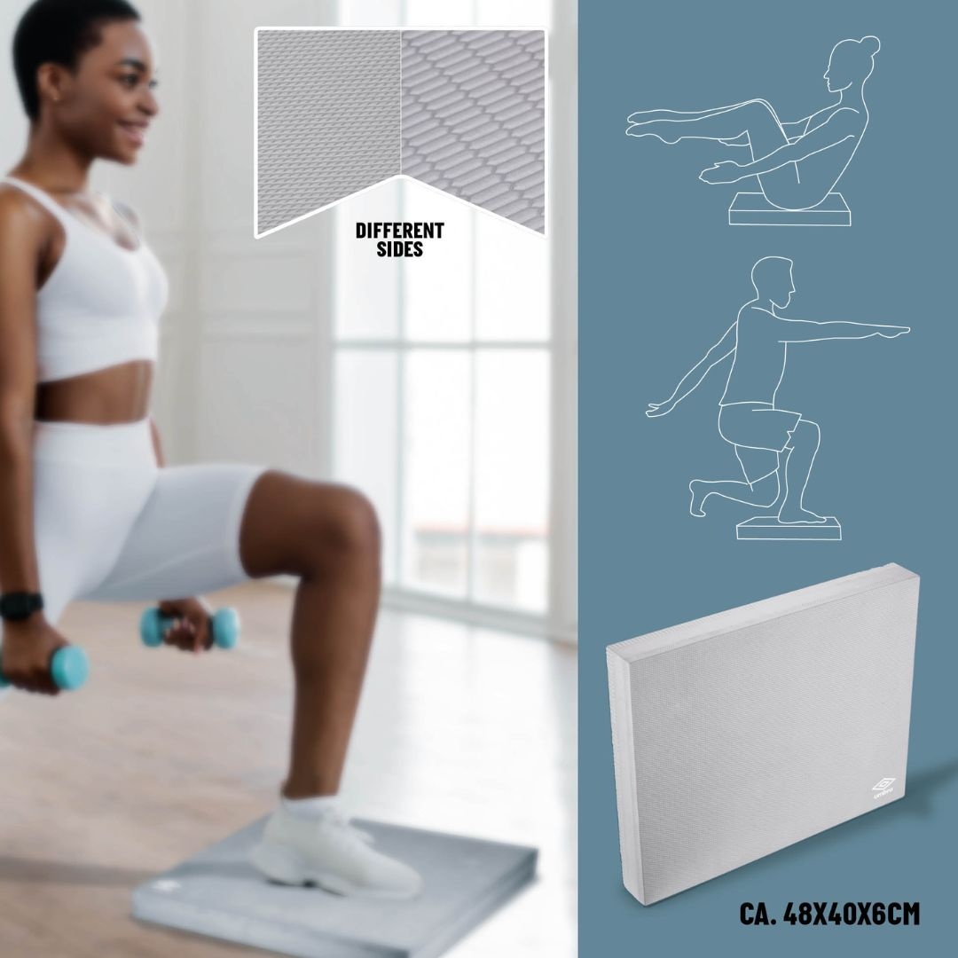 Balance Pad, pernă echilibru, 48×40×6 cm, spumă termoplastică, Umbro, gri